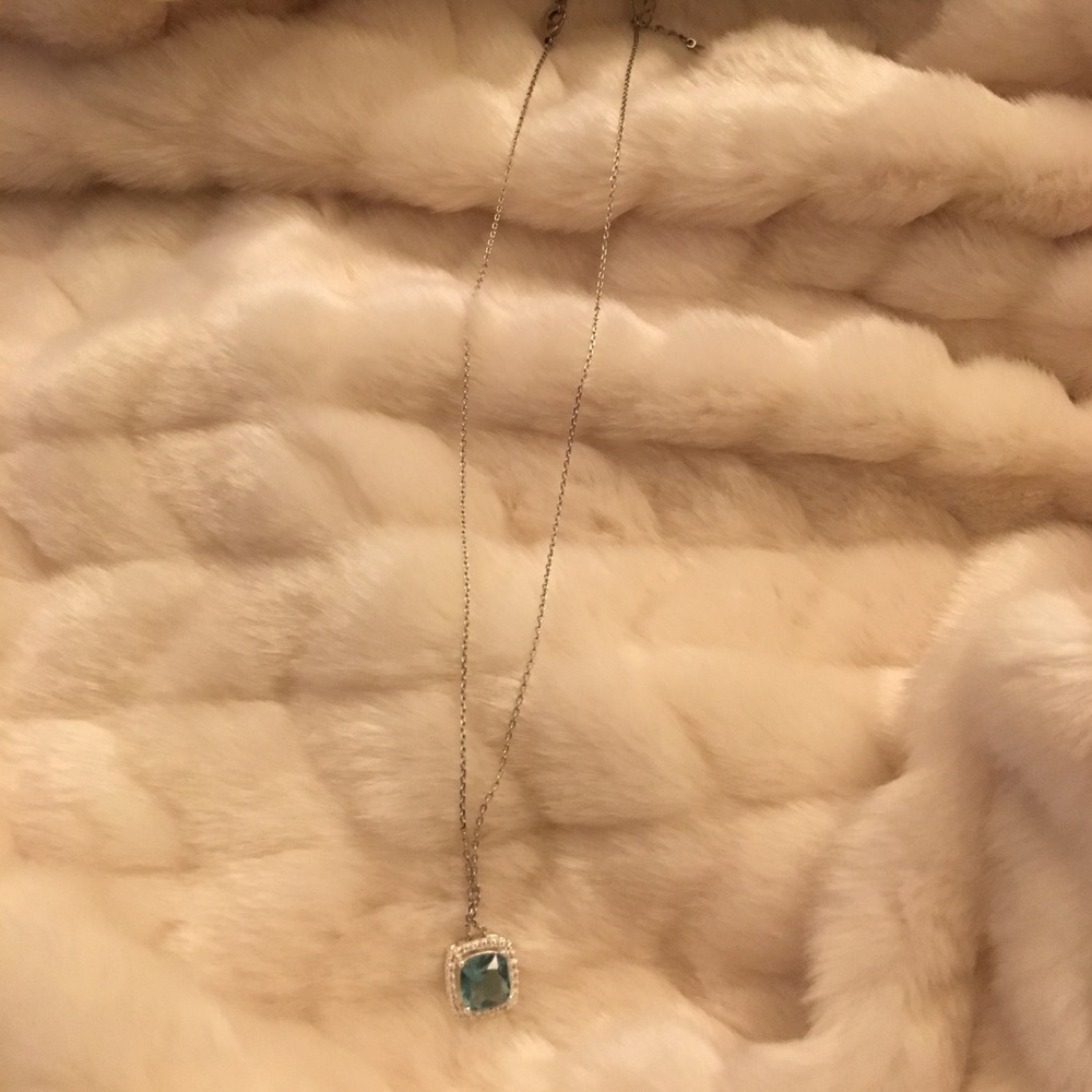 Blue Stone Fashion Necklace 9" drop